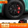 Car Sticker Tesla 4Pcs/Set Car Wheel Center Hub Caps Tire Rim Covers  Decals Styling Accessories For Tesla Model 3 Model S Model