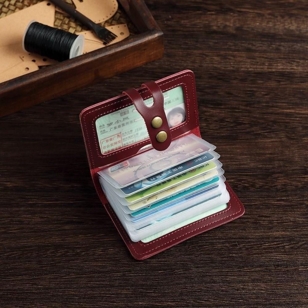 Retro High-capacity Card Case PU Leather Unisex Business Card Holder 30 Bits Card Bag Women
