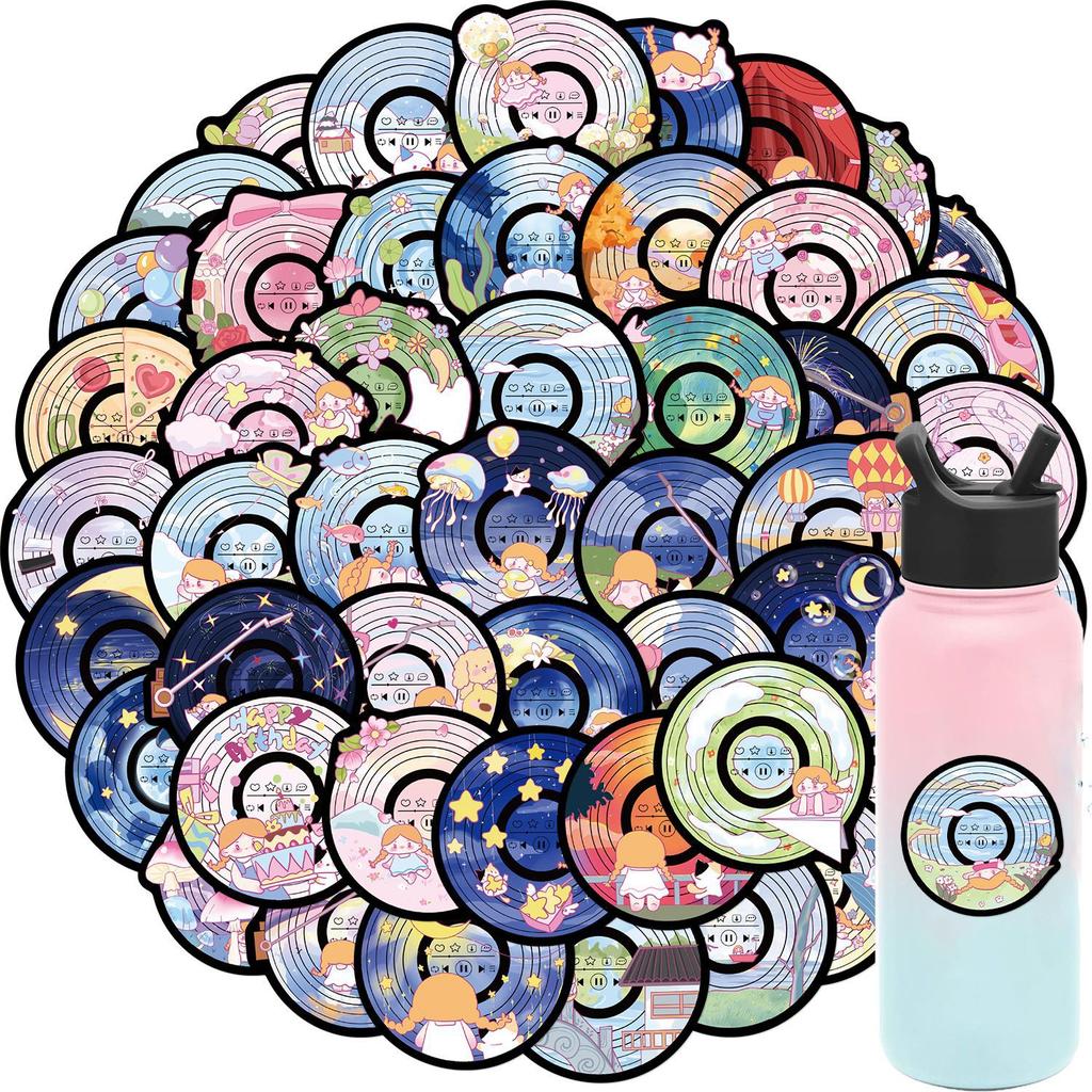 50 Girls' Records Fantasy Dream Graffiti Stickers Guitar Laptop Suitcase DIY Waterproof Stickers