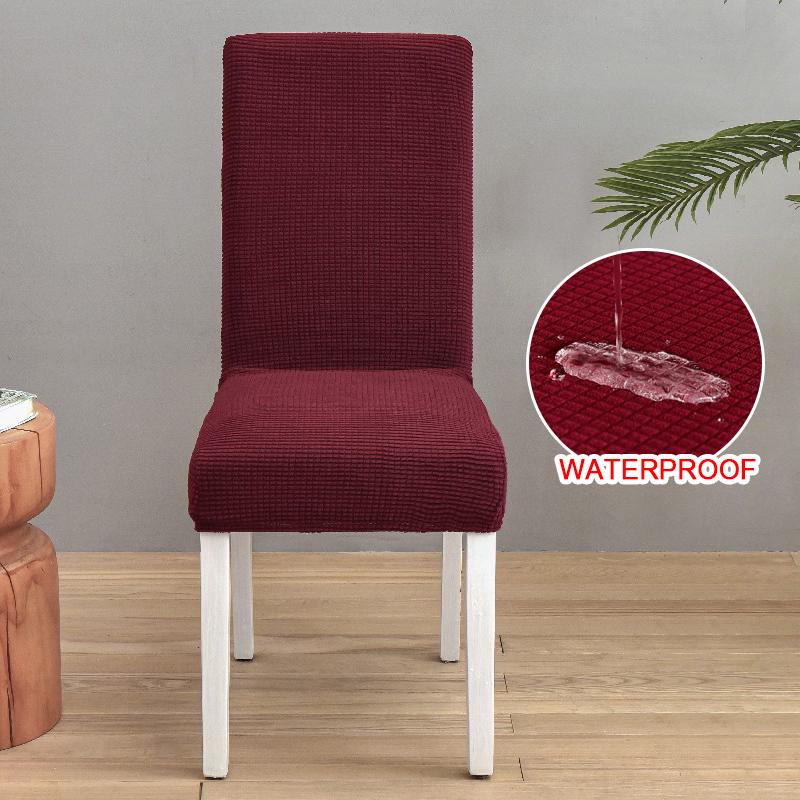 Waterproof Jacquard Chair Cover For Dining Room Thick Fabric Chair Slipcover Protector Washable Seat Cover For El Banquet 1Pc