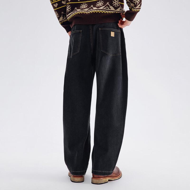 NVG·YOUNG Men's Wide-Leg Cargo Curved Denim Jeans