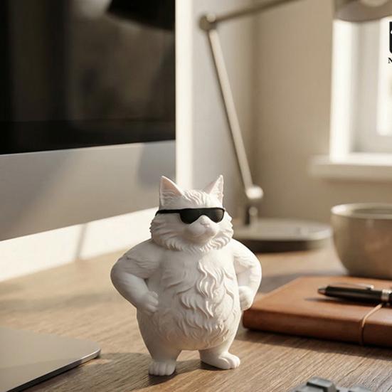 Lustige coole Katze Statue 3D gedruckte süße Katze in Sonnenbrille Figur skurrile Kätzchen Verzierung für Büroschreibtisch Dekoration Geschenke für Katzenliebhaber