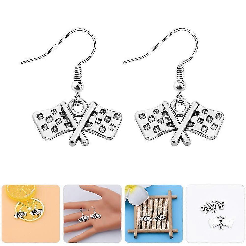 1 Paar Renn-Charme Ohrringe Schmuck Auto-Renn-Charme Ohrringe Rennflaggen-Ohrringe