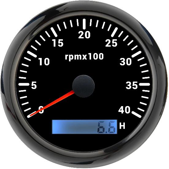 85MM Tachometer with LCD Hour Meter For Marine Boat Car RPM Gauge 8000rpm 6000rpm RPM Meter Tach Gauge 7 Colors LED Backlight 4000 rpm-BN