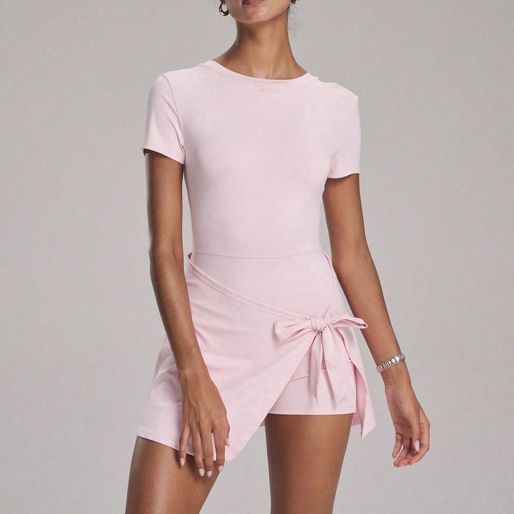 Yoga One-Piece Short Skirt Tight Back Fake Two-Piece Outdoor Fitness Anti-Light Sports Tennis Skirt Women