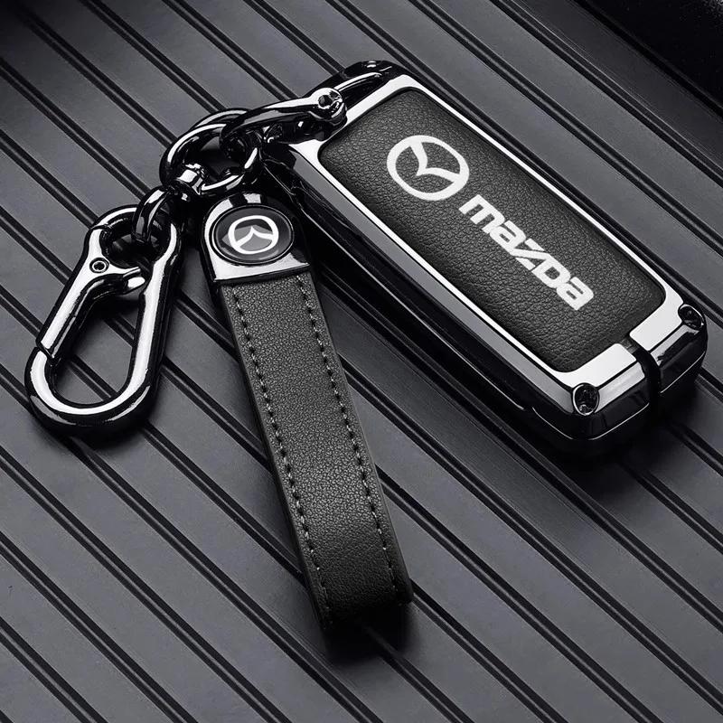 Leather Car Smart Key Case Cover Shell For Mazda 3 5 6 SKYACTIV Axela Atenza CX30 CX5 CX8 CX9 MX5 RX8 RX7 BT50 Keychain Protecto