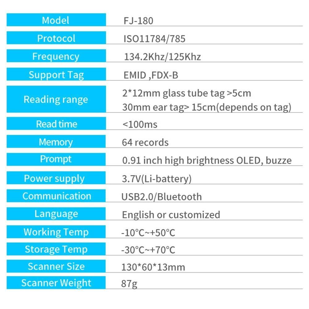 Scanner per Microchip per Animali a Frequenza 134.2KHz Scanner per Chip Animali USB Bluetooth Identificazione Animale