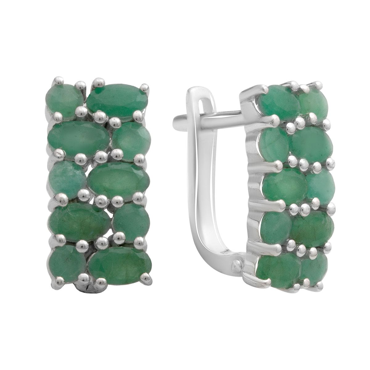 

Silver earrings with natural emerald 3.628ct (2180012) смарагдовий