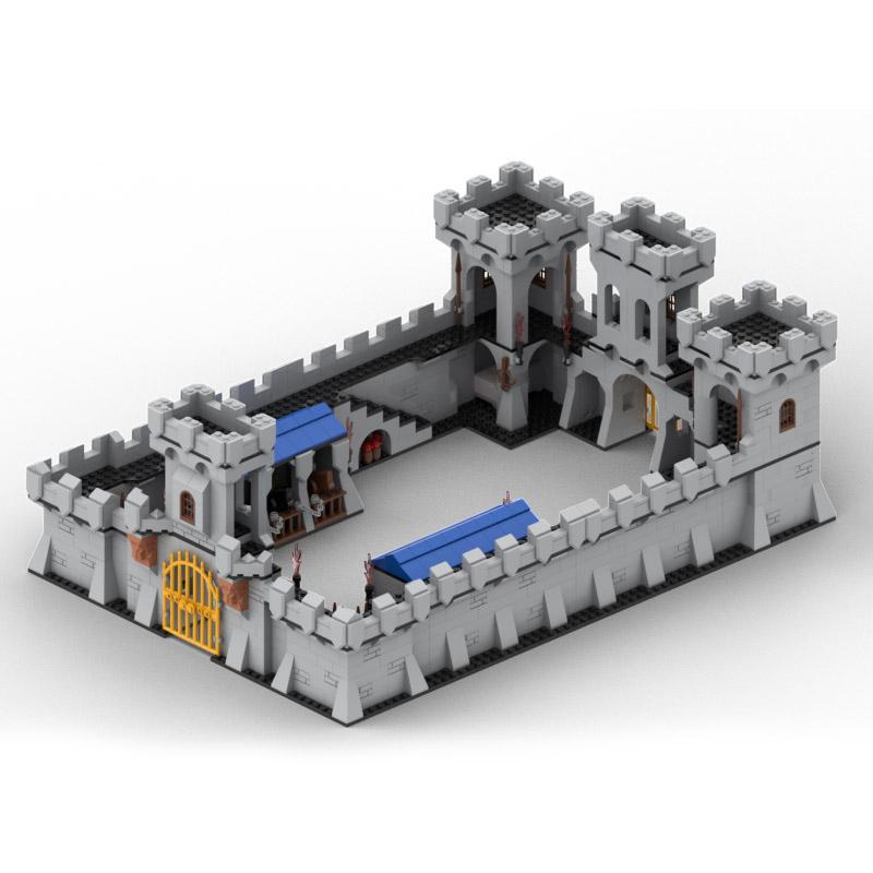 MOC Castelo Medieval Burg Conjunto de Blocos de Construção Furgão Prisional Fogueira Muralha Antiga Forno de Pão Estábulo Igreja Brinquedos de Blocos DIY Presente para Meninos