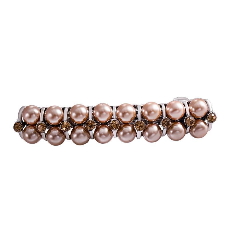 Korean-style Crystal Hairpin with Pearl Spring Clip Hair Accessory Headpiece