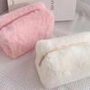 Cute Plush Makeup Bag For Women Portable Travel Small Cosmetic Bags Solid Color Zipper Toiletry Bag Washing Pouch Storage Bags