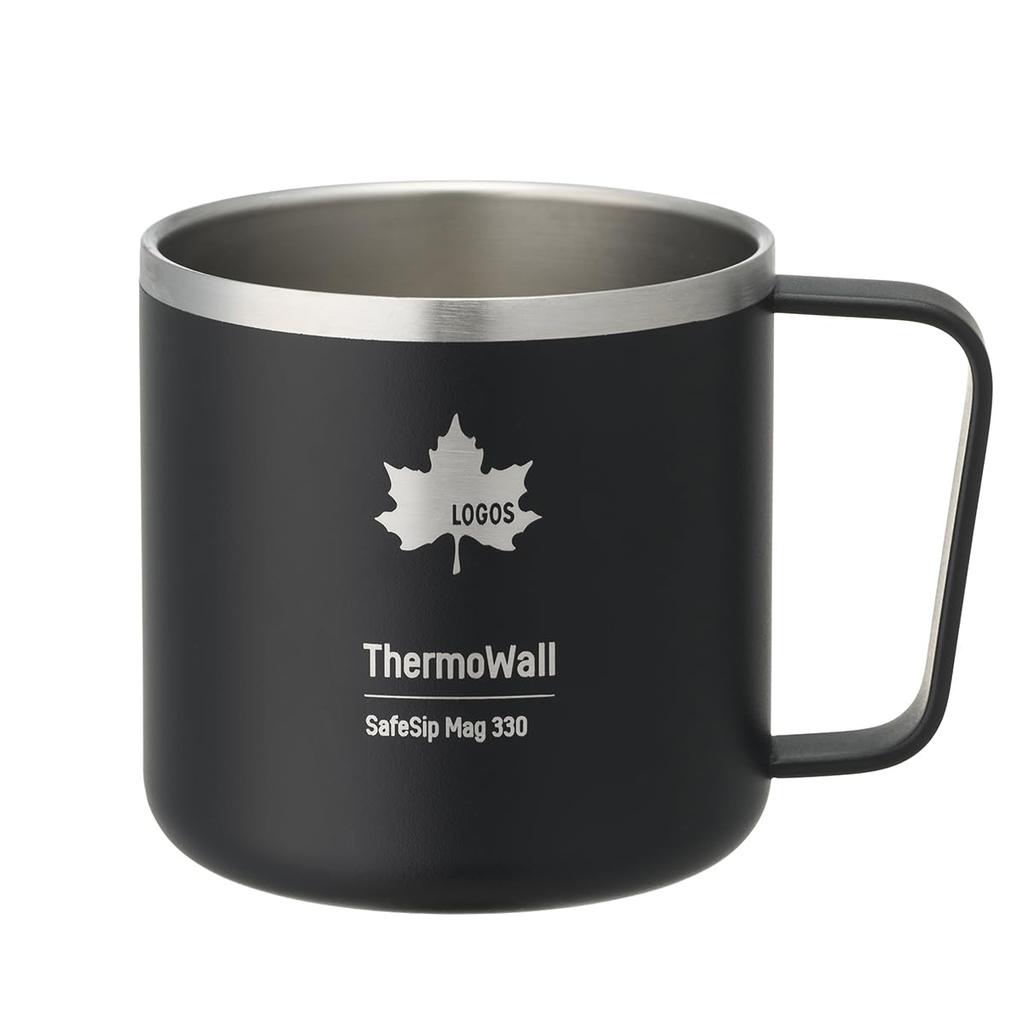 LOGOS ThermoWall Vacuum Insulated Mug 330ml Ice Gray 81286182 Camping Mug Bottle Slim Design Lightweight Keeps Drinks Hot or Cold Direct Drinking
