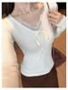 Women's Lace V-Neck Knit Top with Bow Tie - Long Sleeve, Autumn/Winter Design