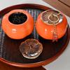 DARUNYAO 2026 New Year Persimmon Ceramic Blessing Tea Caddy & Ornament