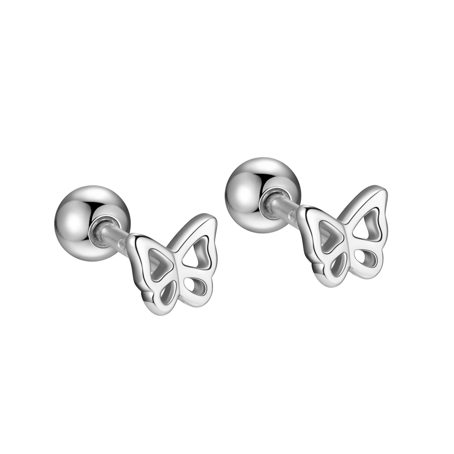 

925 Sterling Silver Butterfly Stud Earrings for Women Cute Hollow Design Hypoallergenic Ear Piercing Jewelry Gold/Silver Color серебряный