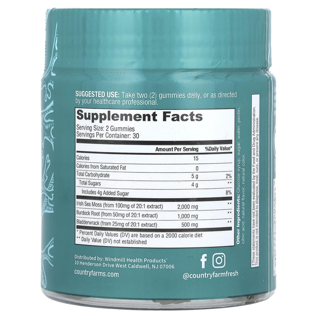 Irish Sea Moss Gummies, Green Apple, 60 Gummies