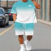 Herrens fritids- och sportset, herrarnas kortärmade t-shirt+shorts set 2-delat set