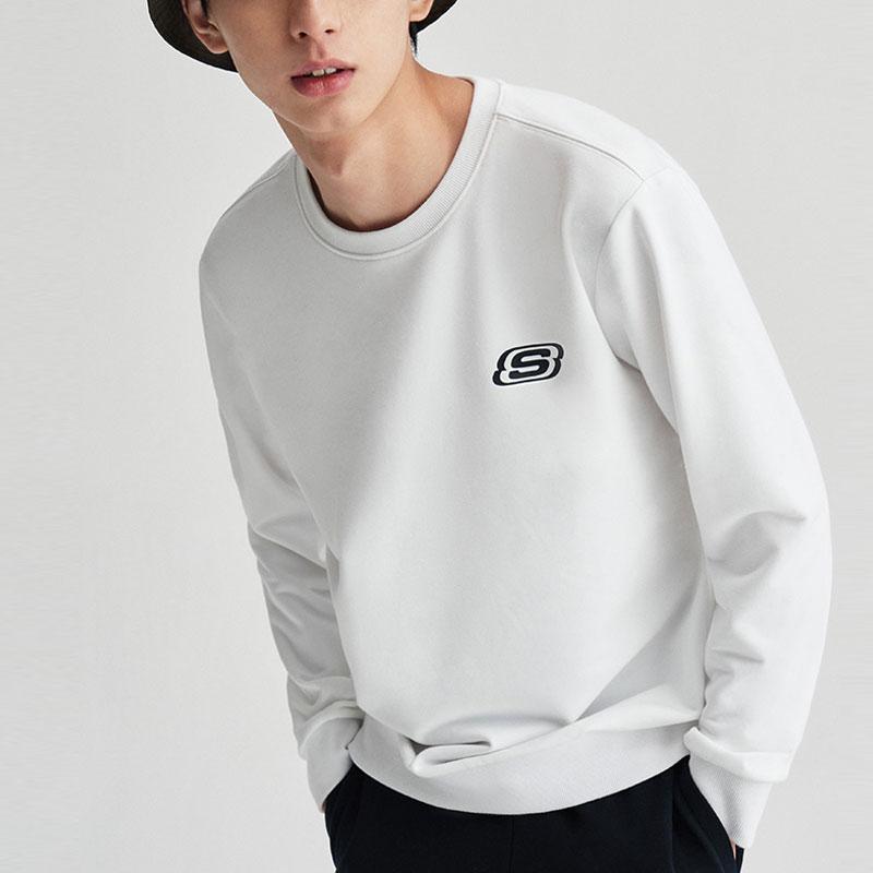 Skechers American Vintage Large Letter Logo Print Casual Pullover Sweatshirt Unisex Sweatshirt Bright-White L320U106-0019