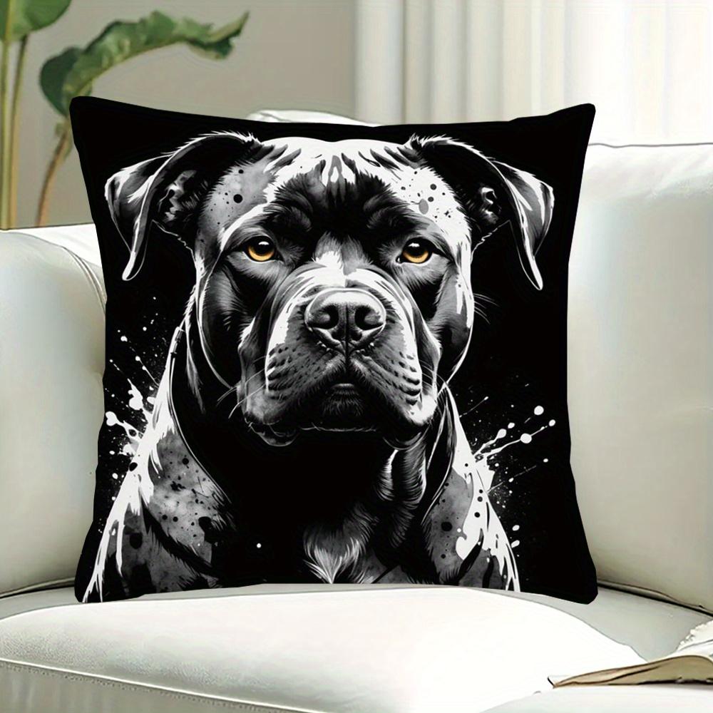 Double Sided Vintage Staffordshire Bull Terrier Dog Print Soft Throw Pillow Cover For Home And Sofa Decoration