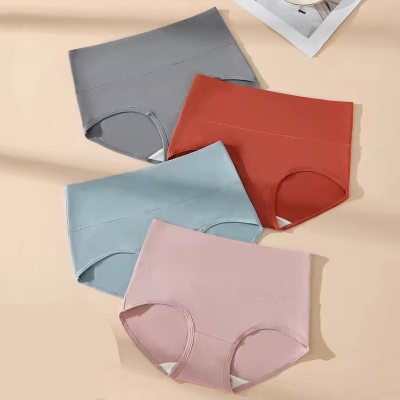 

4Pcs Women Cotton Panties High Waist Body Shaper Underwear Breathable Panty Ladies Briefs Plus Size Underwear Female Lingerie M