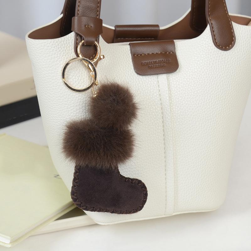 Yogodlns Kawaii Christmas Stocking Mini Boot Plush Keychain Cute Xmas Keyring Bag Charm Accessories Pendant Holiday Gift for Women