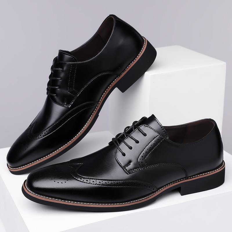 Men Formal Dress Shoe Black Leather Shoes Men Lace Up Point Toe Business Casual Shoes for Men Wedding Party Office shoes