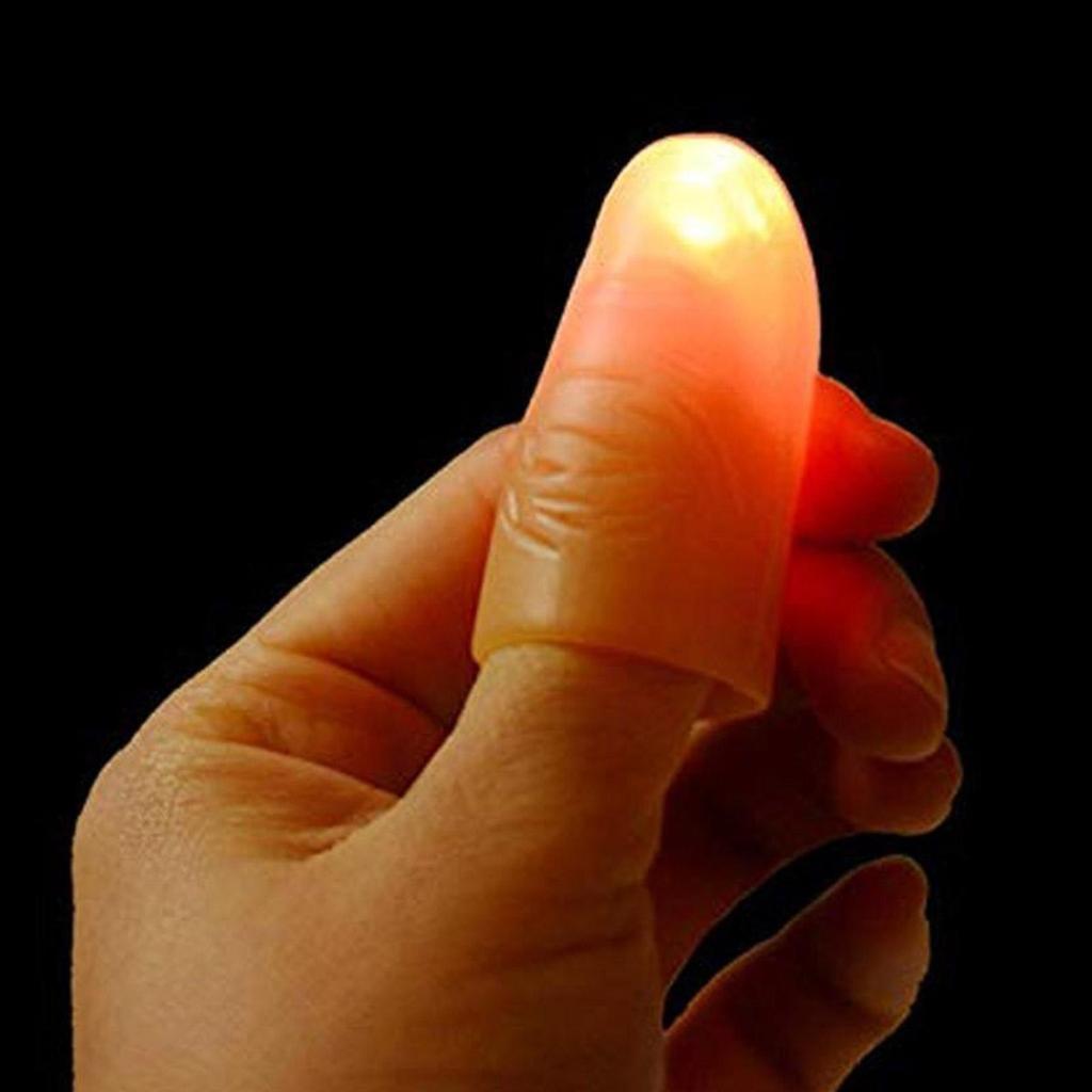 1/2/4pair Thumb Tip Finger Fake Magic Trick Funny Flashing Fingers Funny Prank Party Magician Accessories LED Glow Festival Gift