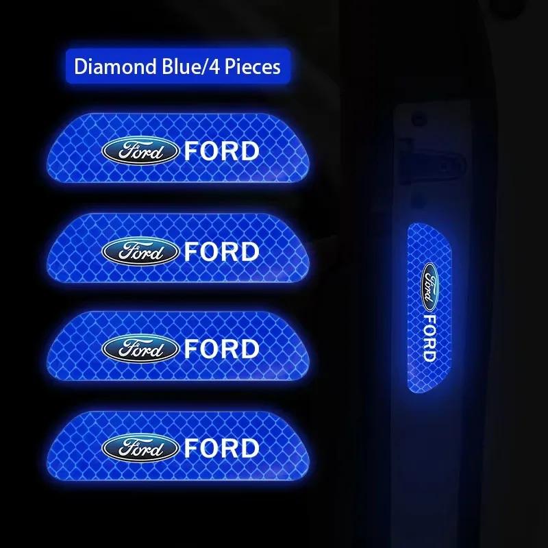 AKM1 4Pcs Car Door Sticker Safety Warning Reflective Mark For Ford S MAX Ranger Focus Fiesta Mondeo Kuga Mustang Escort KA Ecosport