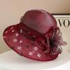 New Fashion Ladies Fascinators Millinery Church Hat Elegant Bow Wide Brim Bucket Hats Kentucky Derby Fedora Women Summer Sun Cap