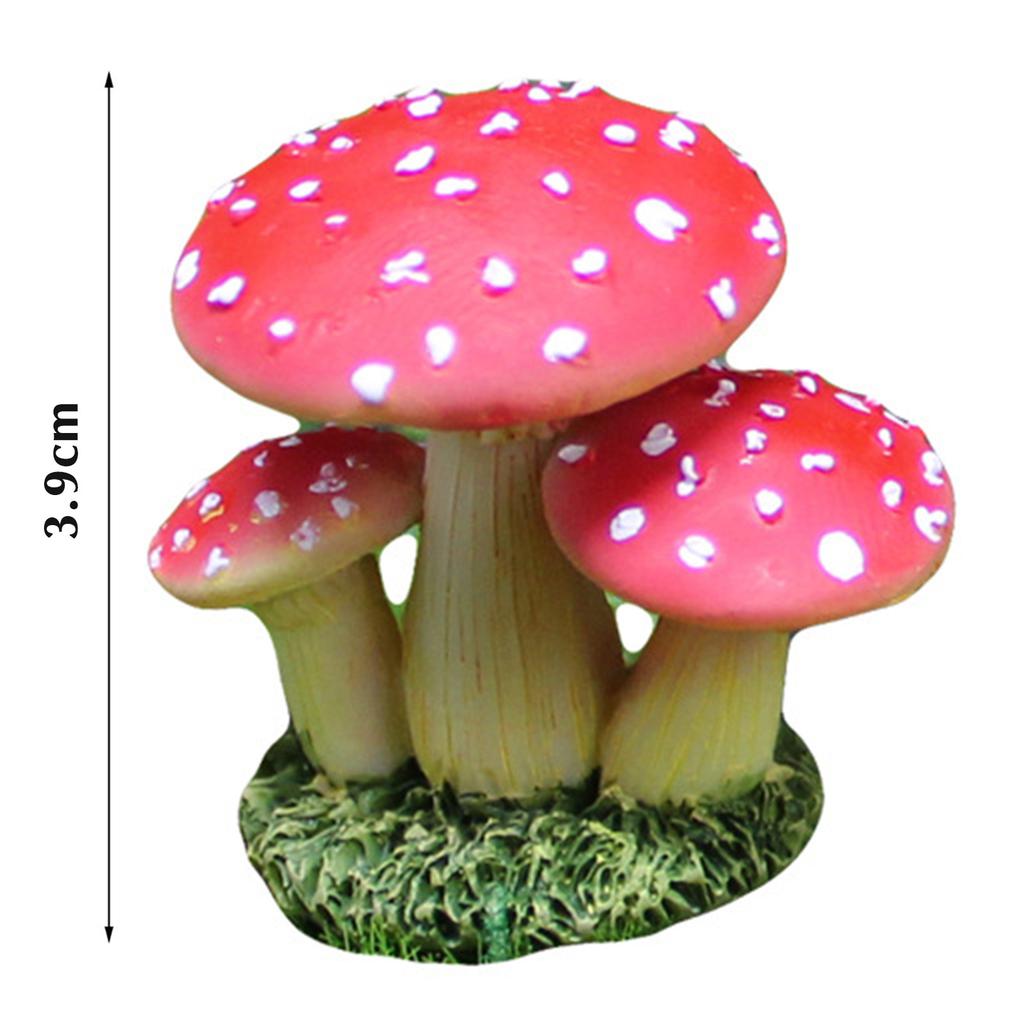 Mini Artificial Mushroom Figurine Resin Simulate Fake Mushroom Miniatures Fairy Garden Miniature Landscape Lawn Decorations