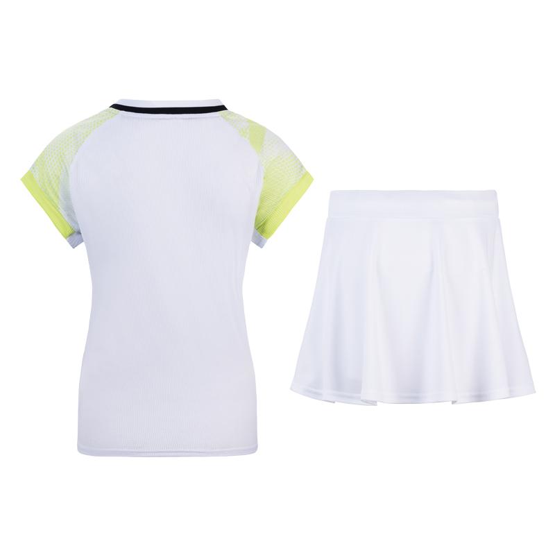 Mizuno Solid Color Gradient Sports Casual V-Neck Short Sleeve Dress Set Women Dress Set Yellow White 72CG42Z2