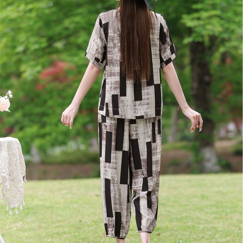 Elegant Women's Pants Sets Summer Casual Two Piece Set for Woman Vintage Clothes