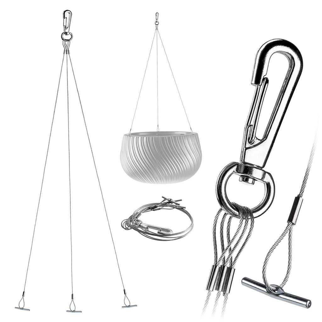 KADAX Colgador de metal Para Flores Maceta Macetas Triple Para Jardín Cables de Acero