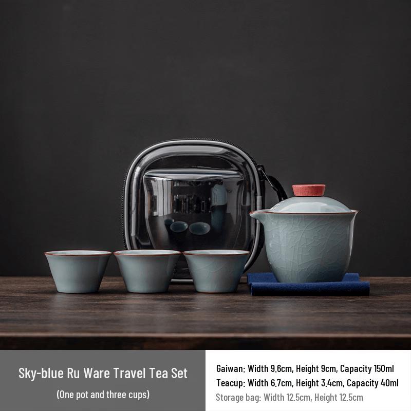 Ru Kiln Ceramic Portable Travel Tea Set