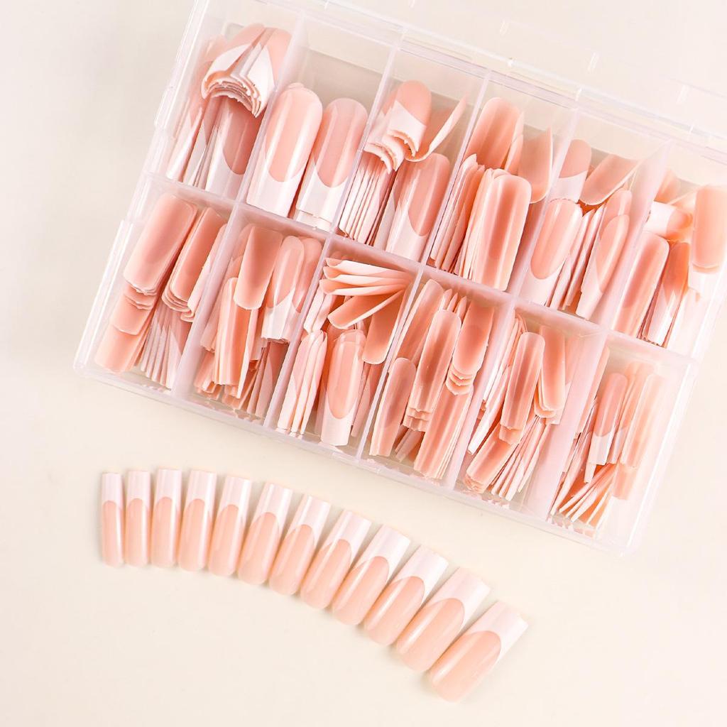 European American Medium Almond French Pointed Wearable False Nails - 360 Pieces