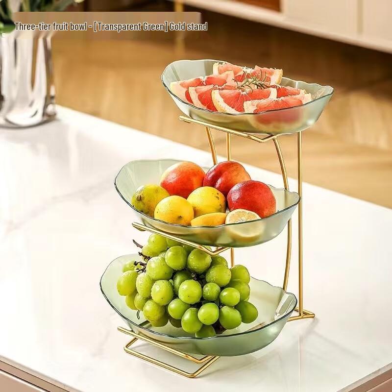 

Modern 3-Tier Transparent Green Fruit & Snack Stand