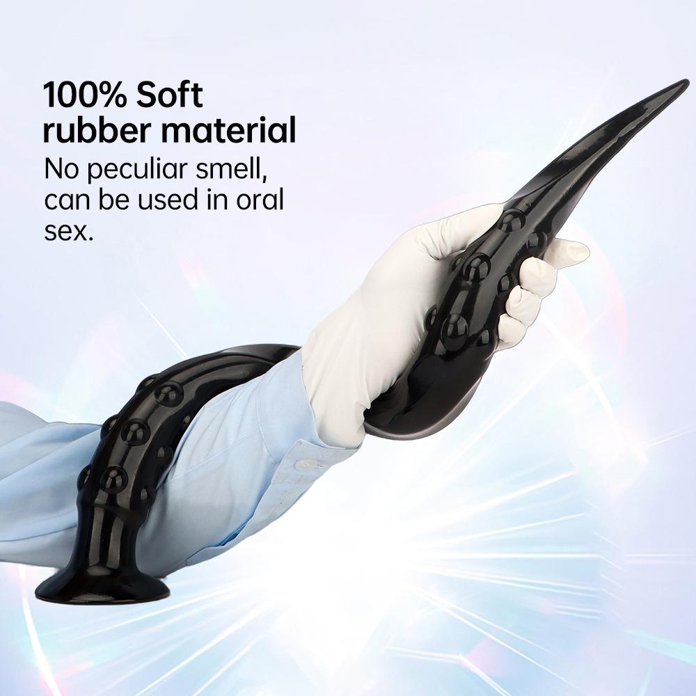 Plug Anal PVC Noir Extra Long Dilatateur Anal Jouet Sexuel Strap-on Pénis Dick Réaliste Grosse Queue Fisting