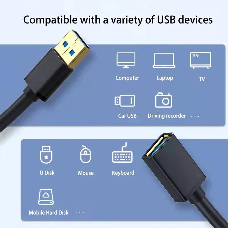 USB 3.0 Extension Cable for Smart TV PS4 Xbox One SSD USB to USB Cable Extender Data Cord Mini USB 3.0 Extension Cable