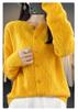 2023 Women's Retro Loose Round Neck Hollow Pure Wool Cardigan Sweater Knit - Early Autumn