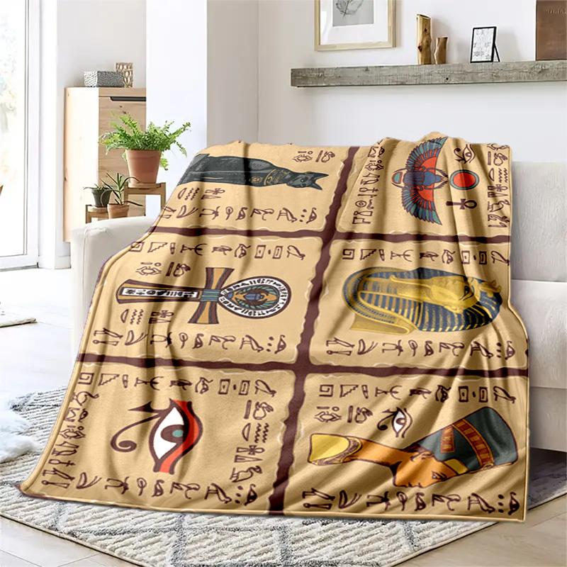1PC Ancient Egyptian murals, Vikings, Anubis blanket, all season lightweight home office outdoor nap multifunctional blanket