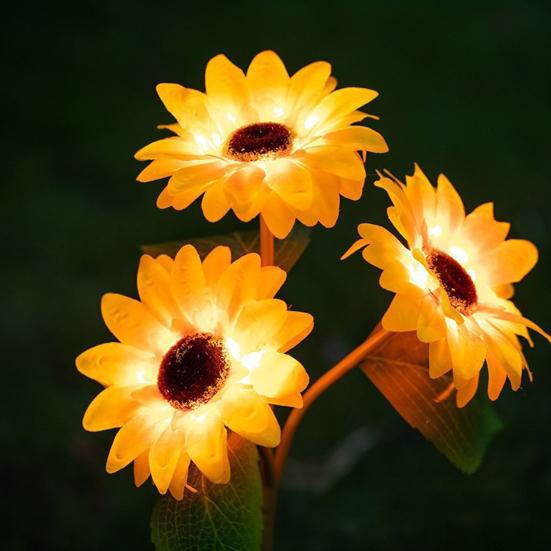 Solar Sunflower Garden Light, Realistic Sunflower Solar Powered Outdoor Light, Waterproof Auto On/Off Decorative Light for Patio Backyard