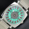 VINTAGE HAND-WINDING SWISS POKER FACE MENS REFURBISHED SEA GREEN WATCH A700926-5 R205a-a700926
