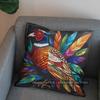 2D Stained Glass Style Pheasant-Printed Pattern Cushion Cover Suitable For Sofa Bedroom Car Pillow Cover