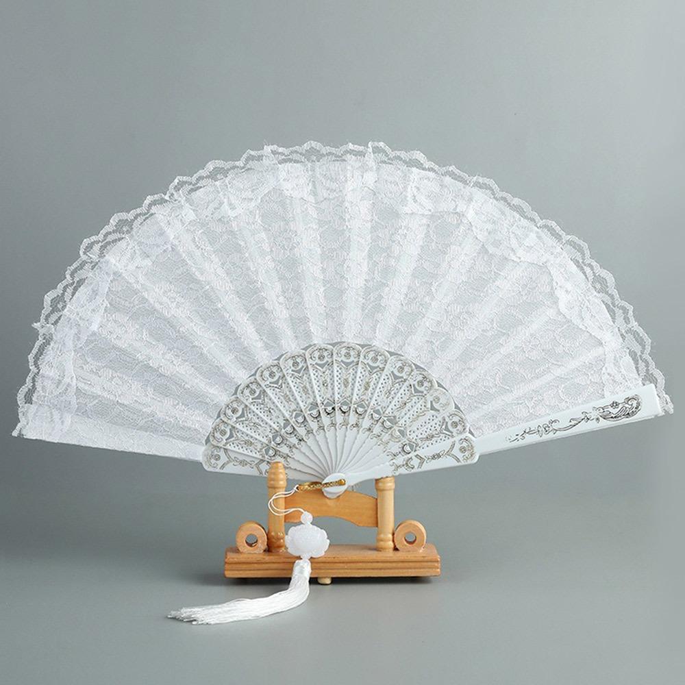 Lace Design Folding Fan Floral Pattern Handheld Fan Vintage Lace Hand Fan Party