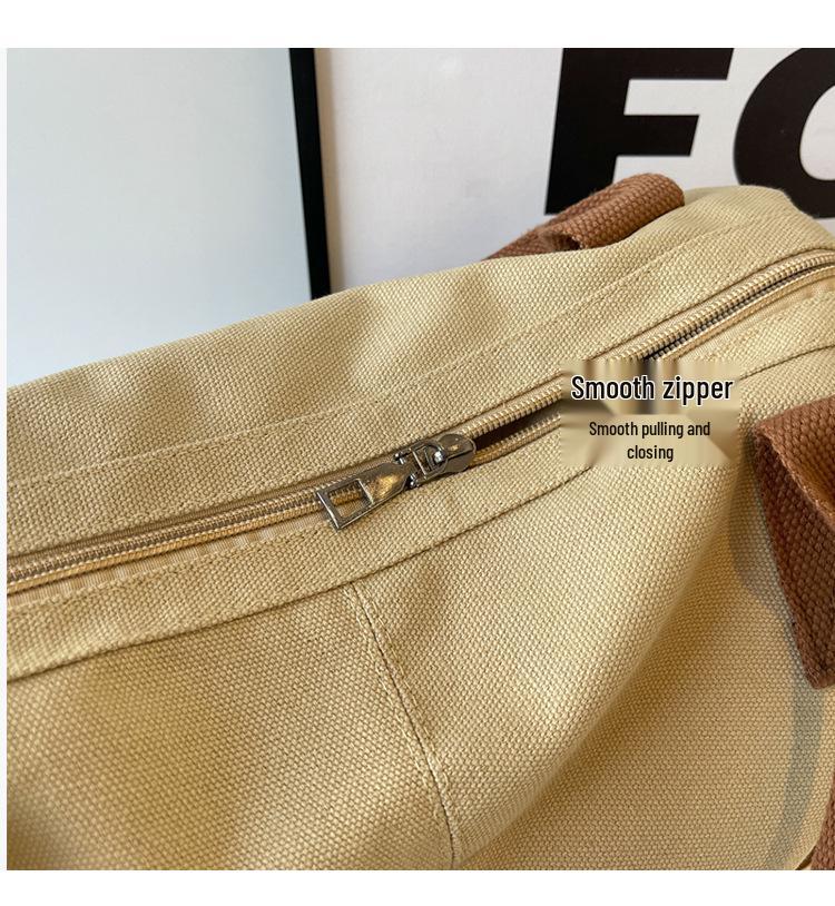 Large Capacity Retro Canvas Tote Bag: Simple, Fashionable Shoulder and Crossbody Bag for Women and Girls