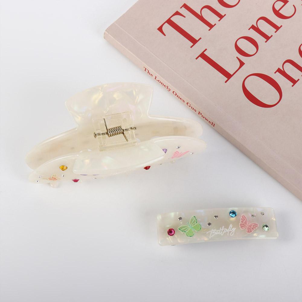 

Rhinestone Women Hair Clip Acetic Acid Spring Clip Retro Acetate Shark Clip Party