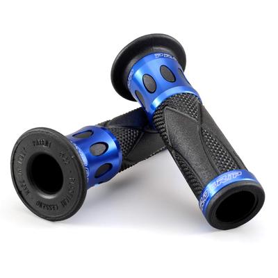 Daytona PROGRIP Motorcycle for Diameter Standard 728 with and Aluminum 98088 Grips, 122mm, 22.2mm Handlebars, Rubber, Type, Through-Ends Rings, Blue,