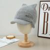 Winter Cat Ear Hat for Women with Plush Velvet Thickened Cold Proof Wool Hat Warm Ear Protection Knitted Casual Versatile Baseball Cap