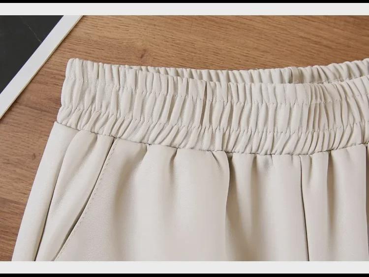 2025 Women's High Waist Slim PU Leather Black A-Line Wide-Leg Pants & Shorts for Autumn/Winter