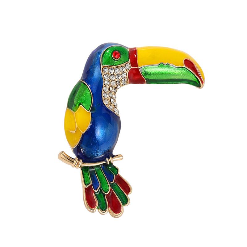 Retro-Farbe Papagei High-End Leichter Luxus High-End Damenschmuck Brosche